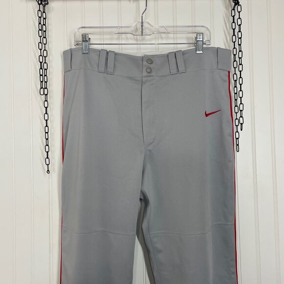 NIKE Men’s Vapor Select High Piped Baseball Pants Size L Gray & Red Softball - Picture 3 of 7
